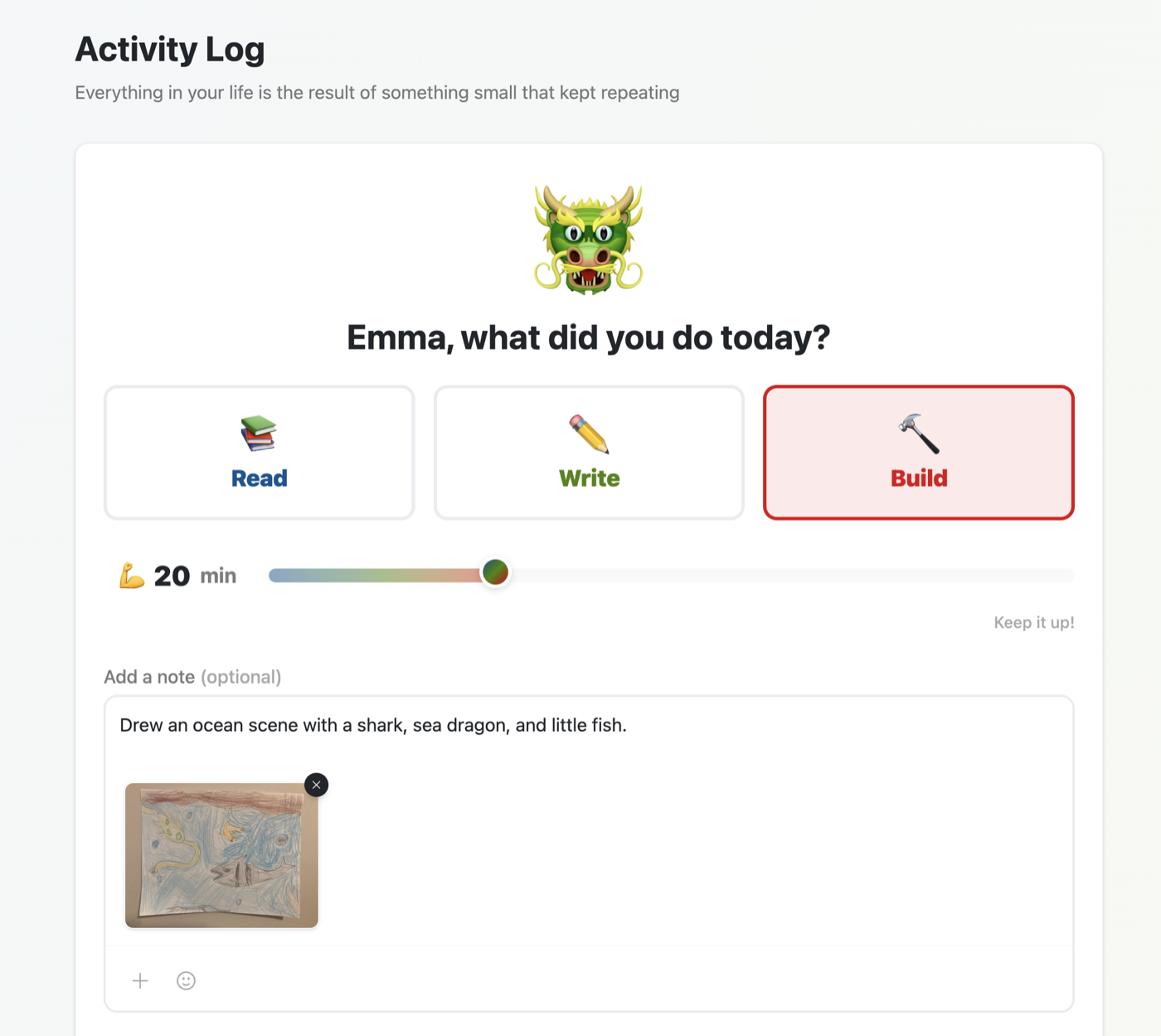 Activity log preview screenshot